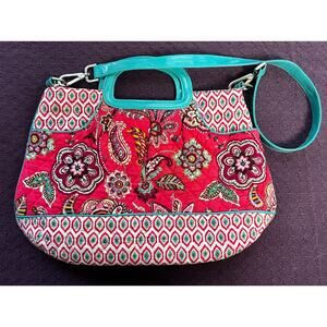 Vera Bradley Katalina Pink V Satchel Patent Trim Crossbody Bag